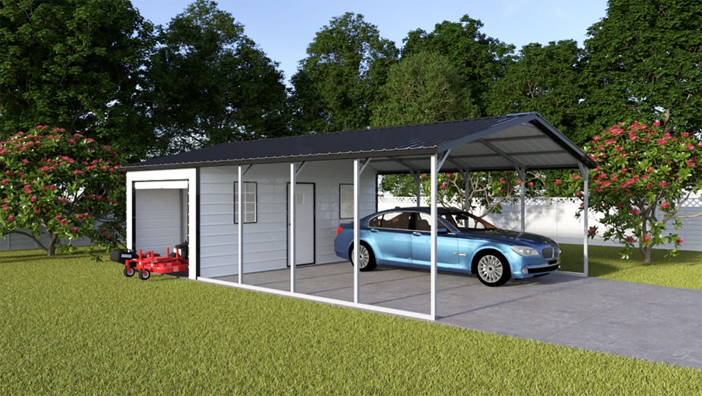 Eagle Carports 24x30x9 Vertical Roof Combo Unit Eagle Carports