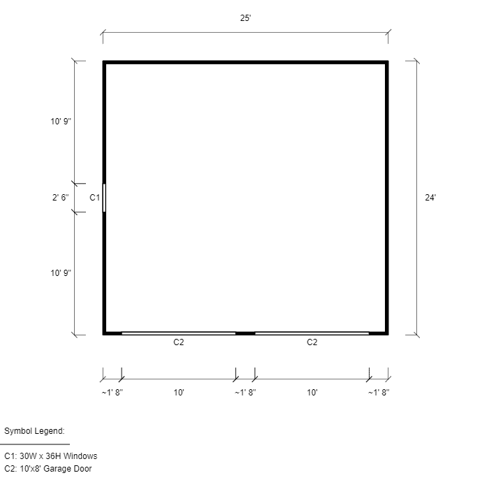 Featured Building 52 24x25x9 2d Floor Plan - Eagle Carports