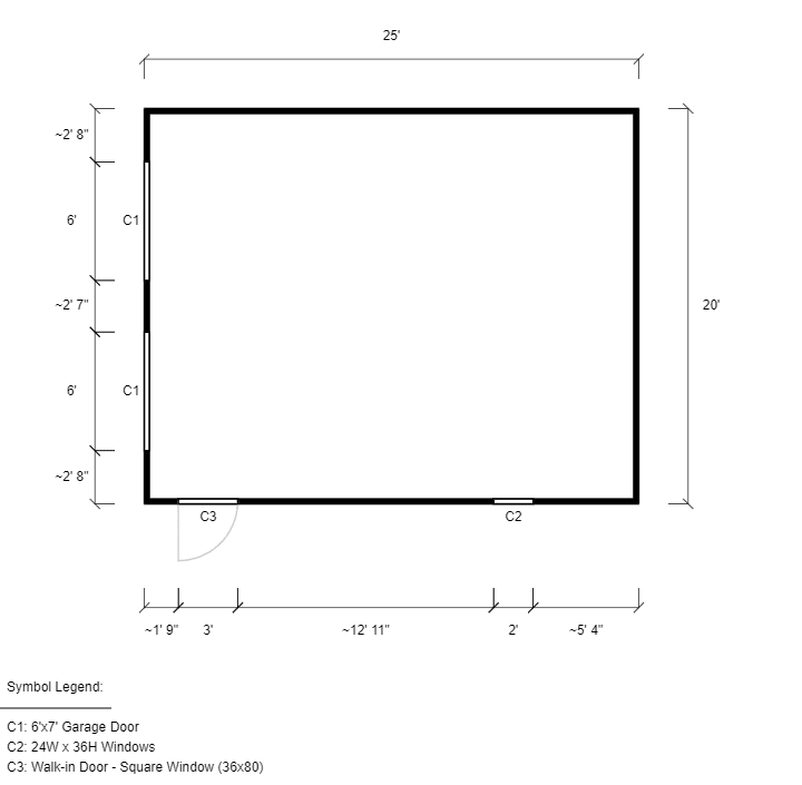 Featured Building 60 20x25x9 2D Floor Plan - Eagle Carports