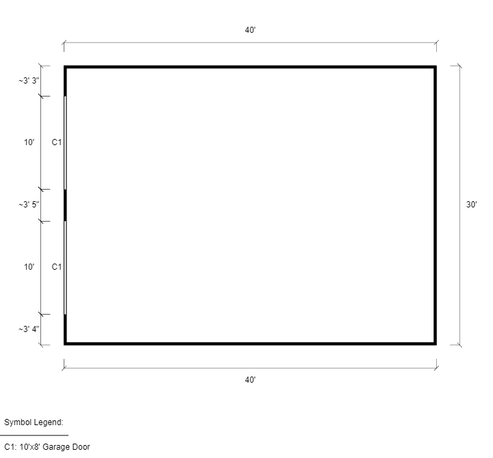 Featured Building 67 30x40x9 2D Floor Plan - Eagle Carports