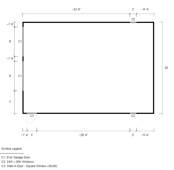 Featured Building 69 28x40x9 2D Floor Plan - Eagle Carports