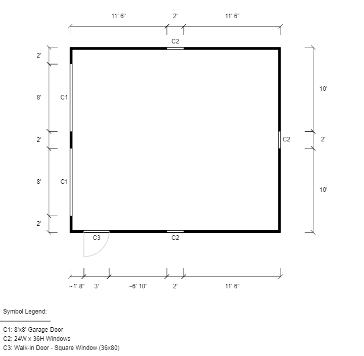 Featured Building 86 22x25x9 2D Floor Plan - Eagle Carports