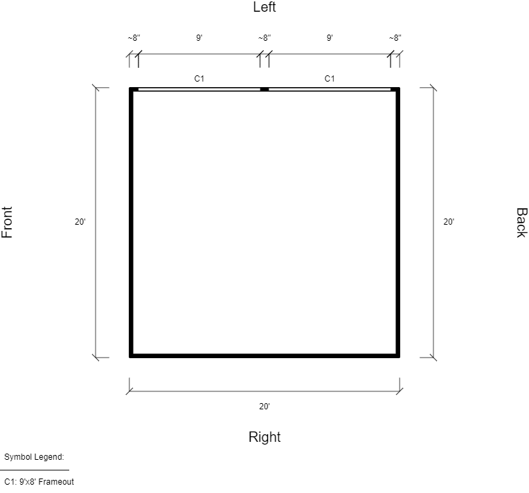 Featured Building 95 20x20x9 2D Floor Plan - Eagle Carports