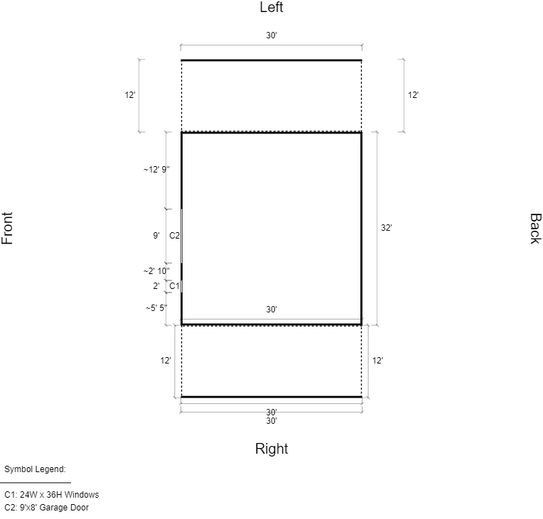 Featured Building 122 56x30x12-9 2D Floor Plan - Eagle Carports