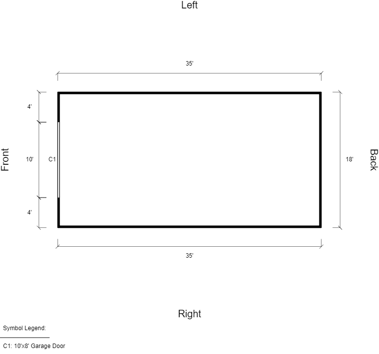 Featured Building 125 18x35x10 2D Floor Plan - Eagle Carports