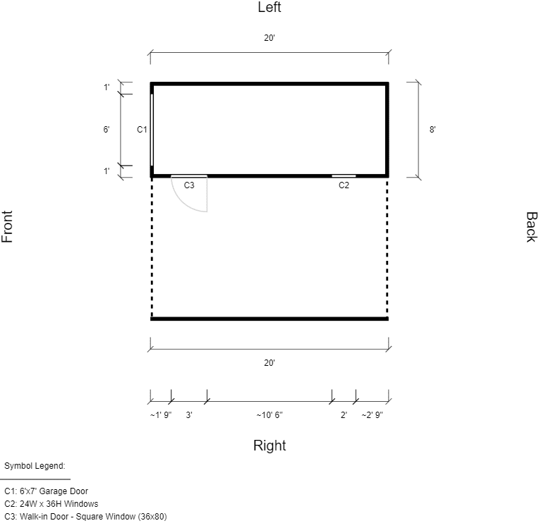 Featured Building 134 20x20x8 2D Floor Plan - Eagle Carports