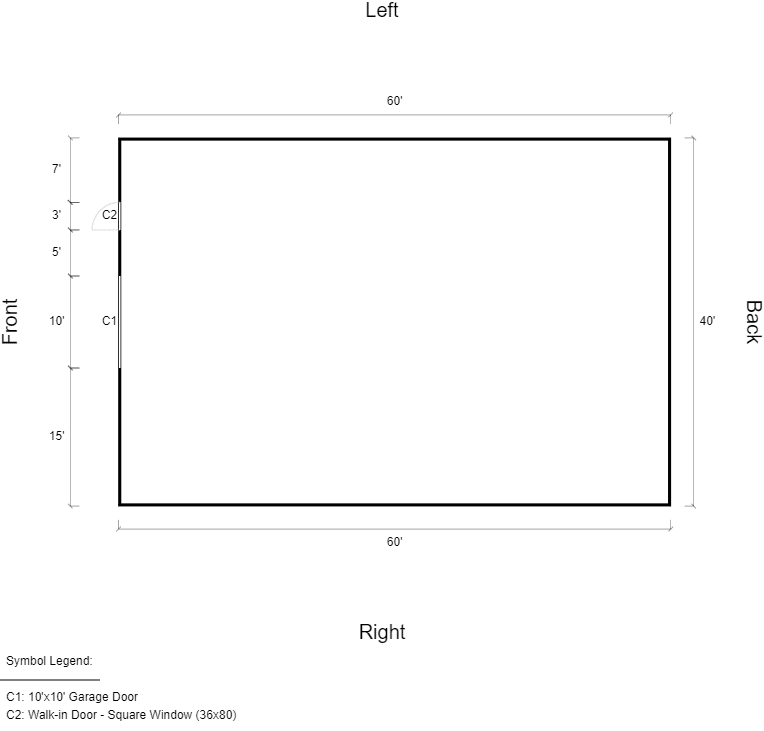 Featured Building 144 40x60x11 2D Floor Plan - Eagle Carports