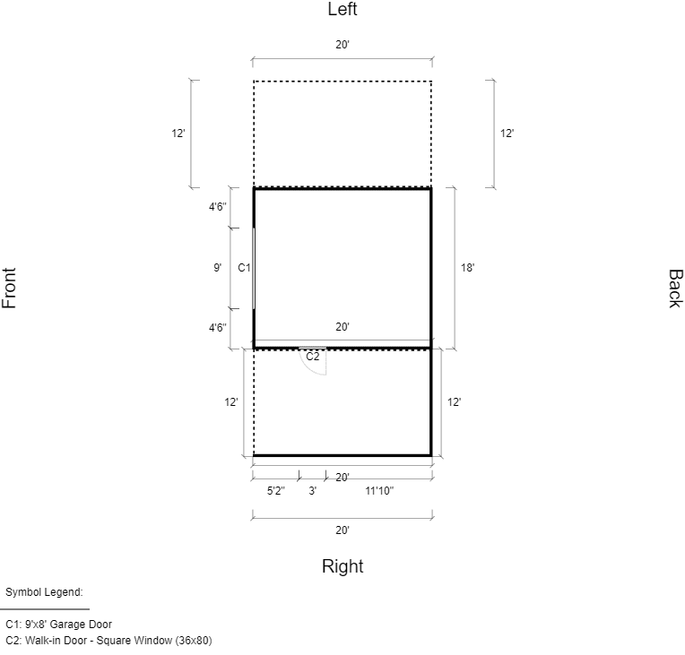 Featured Building 148 42x20x10-7 2D Floor Plan - Eagle Carports