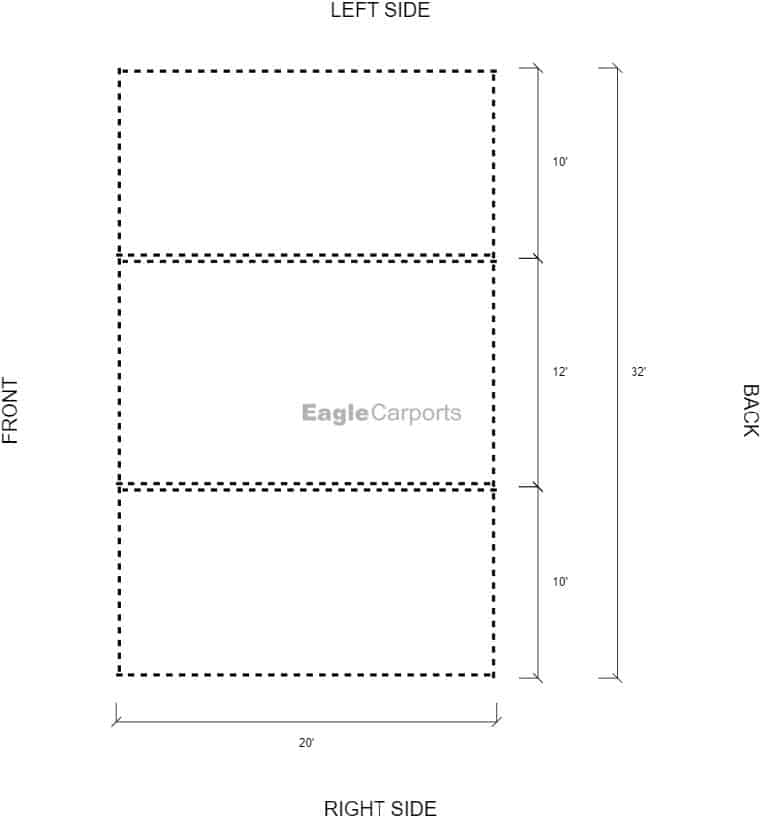 Featured Building 196 32x20x12-8 2D Floor Plan - Eagle Carports