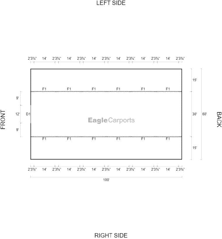 Featured Building 227 60x100x14-10 2D Floor Plan - Eagle Carports