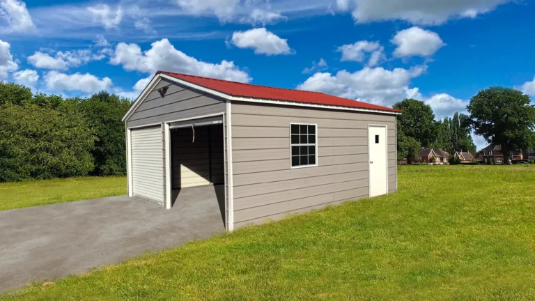 15x20x8 Metal Garage - Vertical Roof