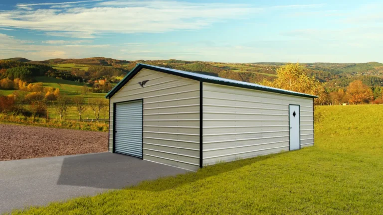 16x25x8 Metal Garage - Vertical Roof