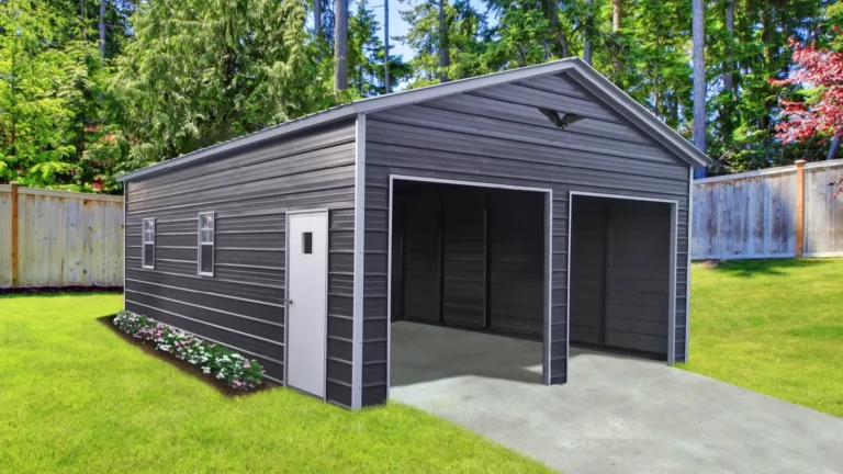 20x25x10 Metal Garage - Vertical Roof