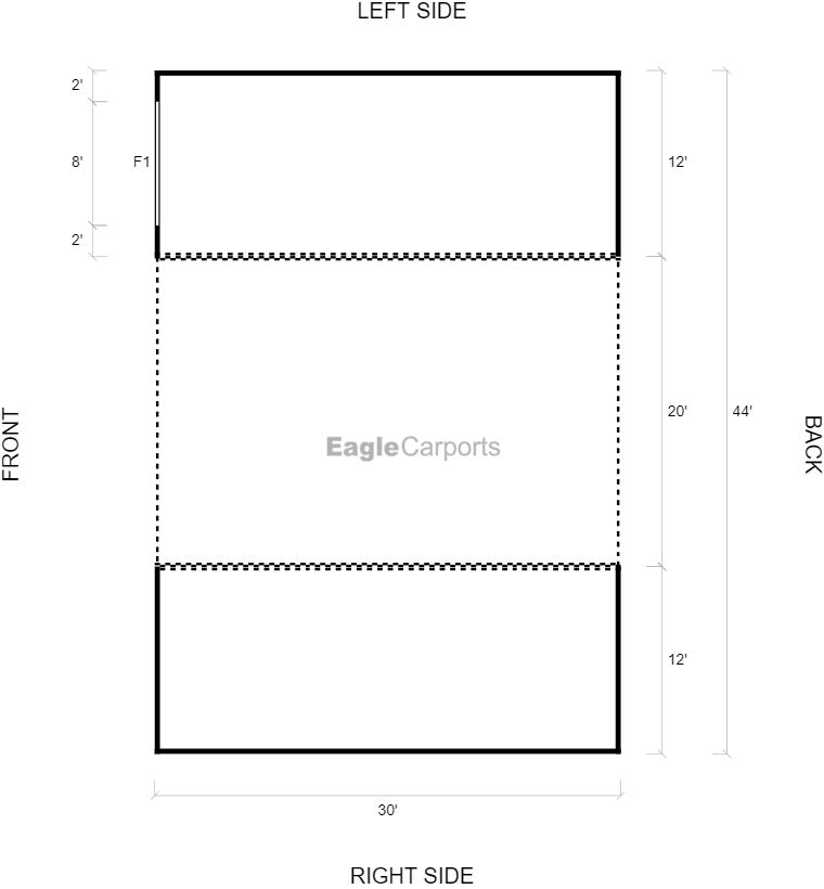 Featured Building 277 44x30x12-7 2D Floor Plan - Eagle Carports