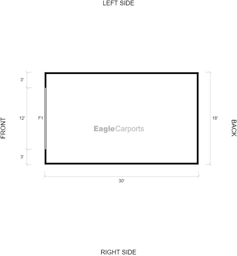 Featured Building 287 18x30x12 2D Floor Plan - Eagle Carports